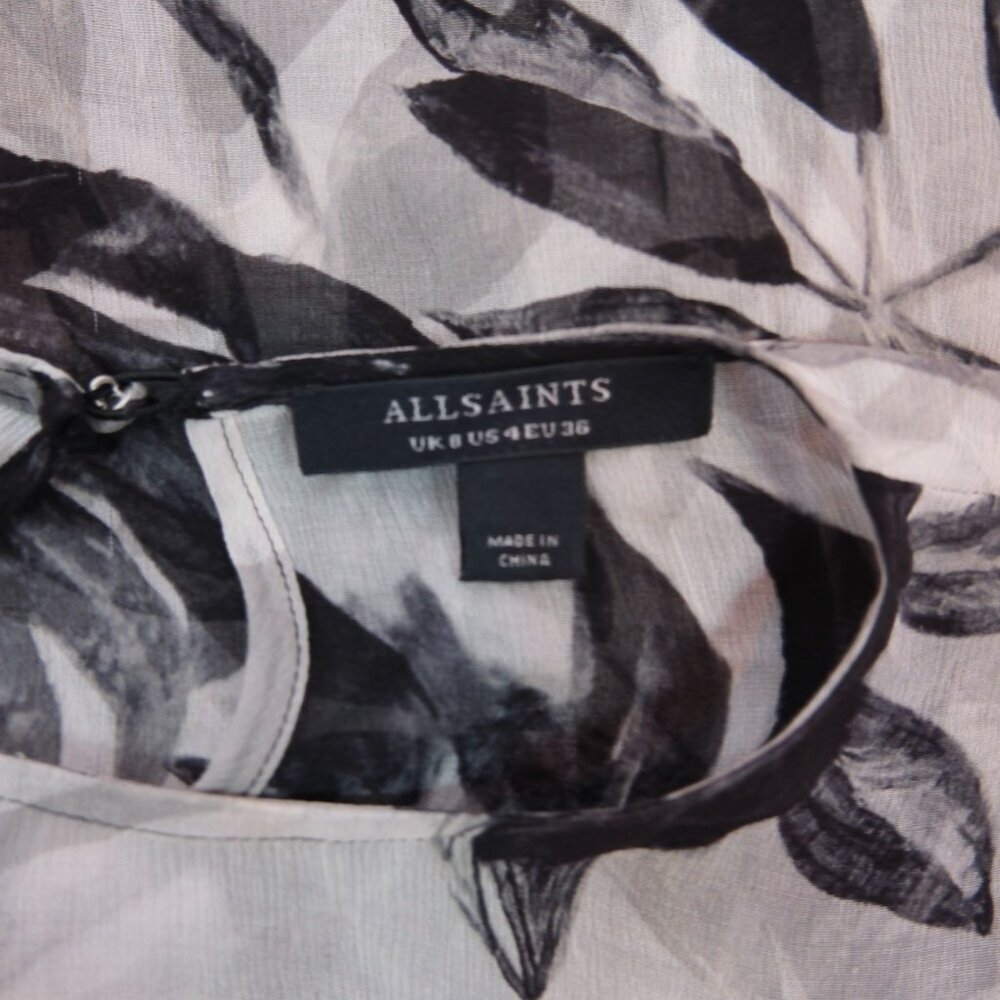 ALLSAINTS Ria Jackie Monochrome Floral Maxi Dress Size 8 - Picture 7 of 10